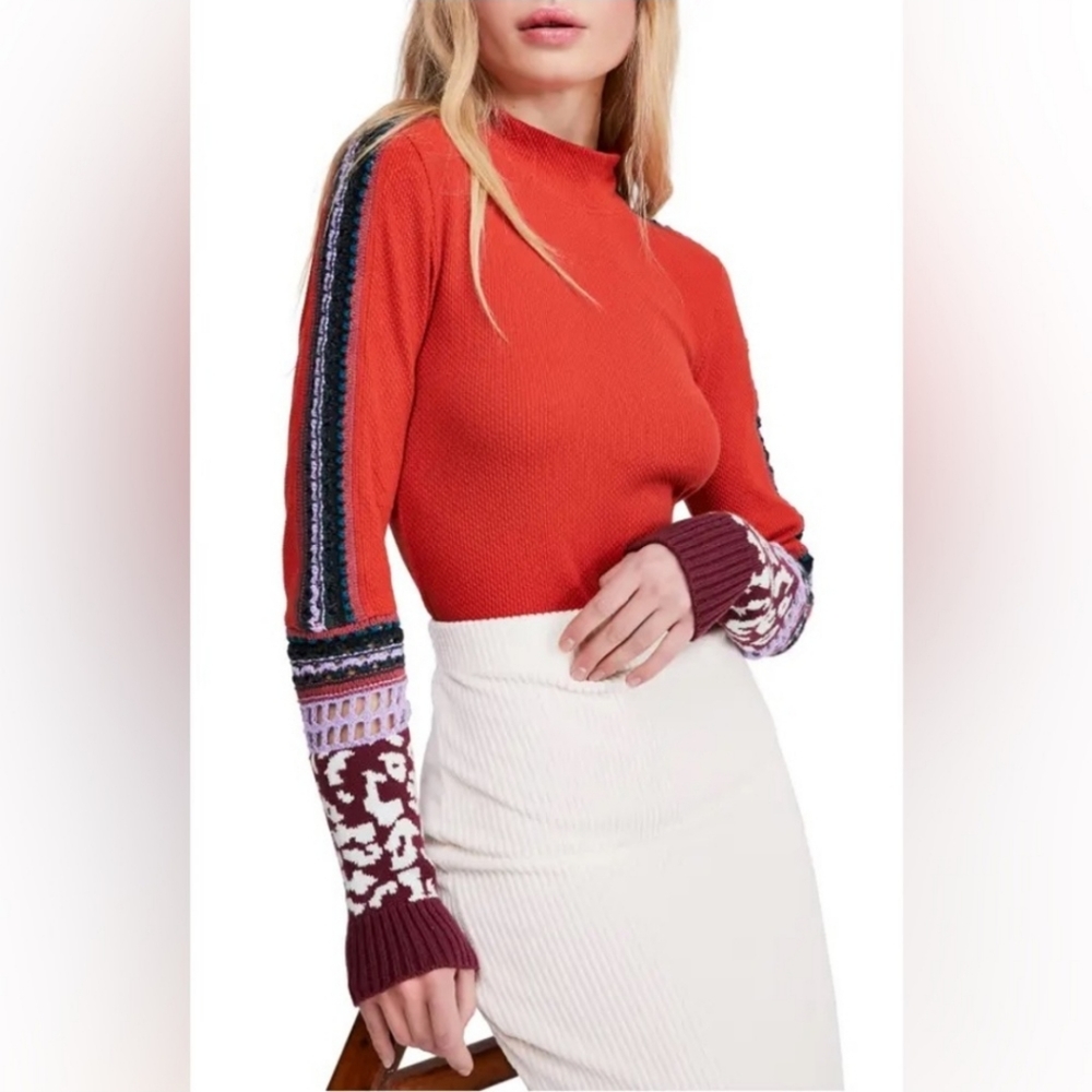Free People Orange Knit Cuff Thermal